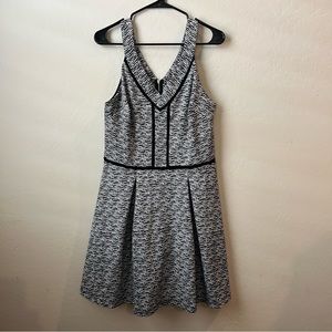 Mossimo Black White Fit Flair Tank Cocktail Work Dress V Neck ladder lace